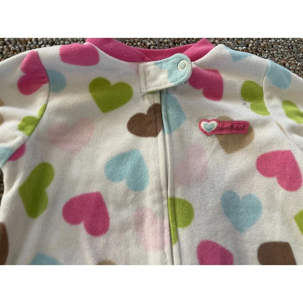 Carter's Girls Heart Patterned Fleece Sleeper 9M